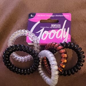 Goody Dentless Hair Coils - Black, Clear, Brown 5 CT NWT